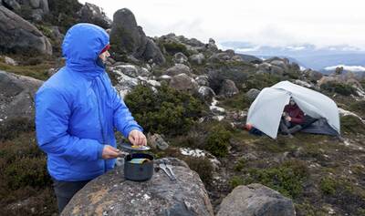a camper uses sea to summit cook wear to find freedom in the mountains 